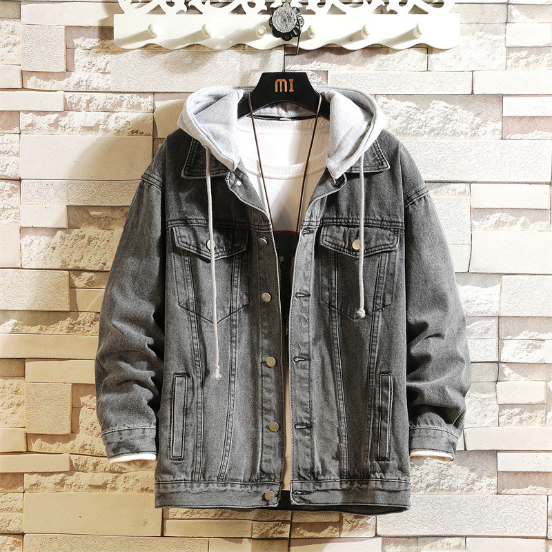 1 Hooded 2023 New Korean Style Plus Size Color Block Men's Couple Loose Casual Coat Denim Jacket Wholesale_voghion.com