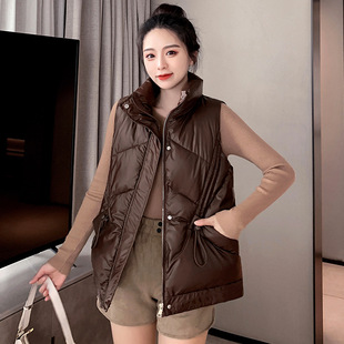 Fall/winter 2022 new down cotton vest women's short bright Korean version of loose waistcoat vest vest jacket
