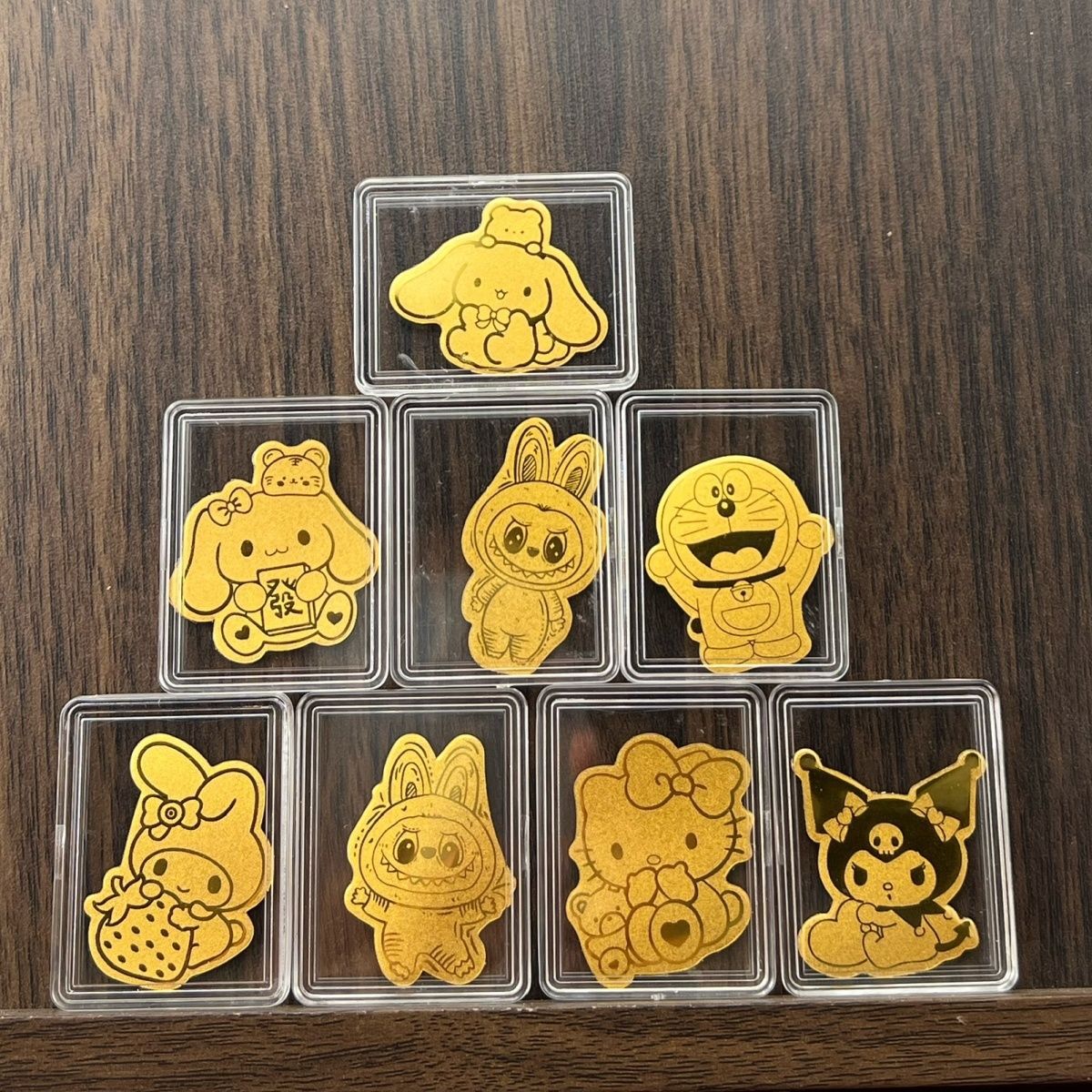 足金2mg金片手机贴拉布布卡通款库洛米kt猫美乐蒂labubu直播福利