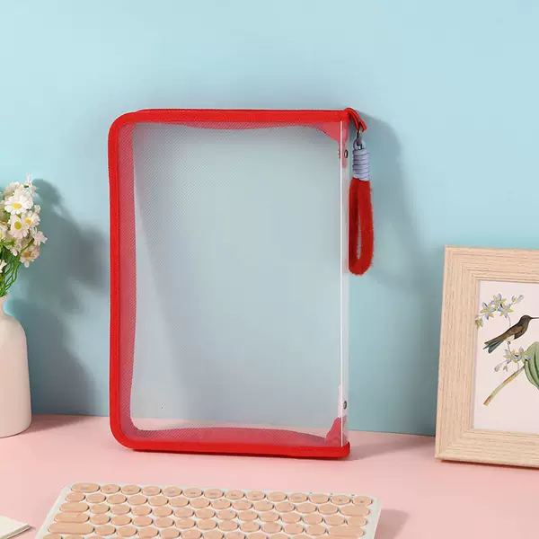 Red A4+ plush handbag