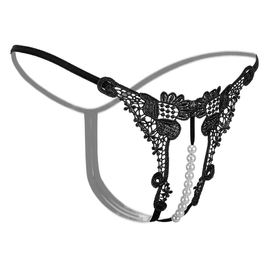 Модное прозрачное сексуальное женское нижнее белье с вышивкой, полые жемчужные массажные брюки с открытой промежностью Sao T, стринги с низкой талией 2200