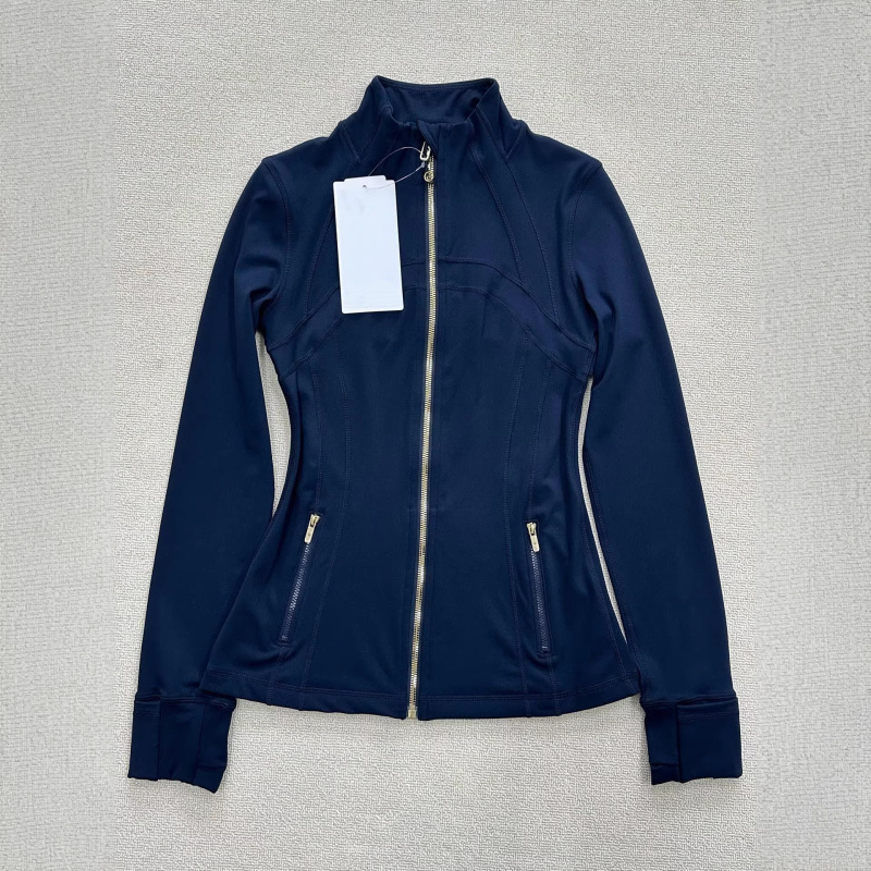 Zipper Embossed with Ykk Logo~Ykk Zipper Women's Slim-Fit Outdoor Sports Yoga Jacket with Stand Collar, Tight-Fitting Coat with Brushed Fabric and Long Sleeves