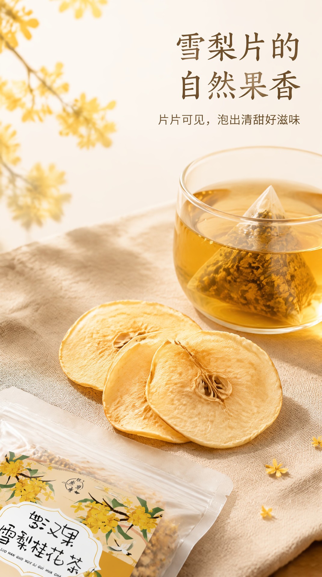 Luo Han Guo Snow Pear Osmanthus Tea Bags 3g x 20 Individually Wrapped Herbal Fruit Tea Blend quality and texture