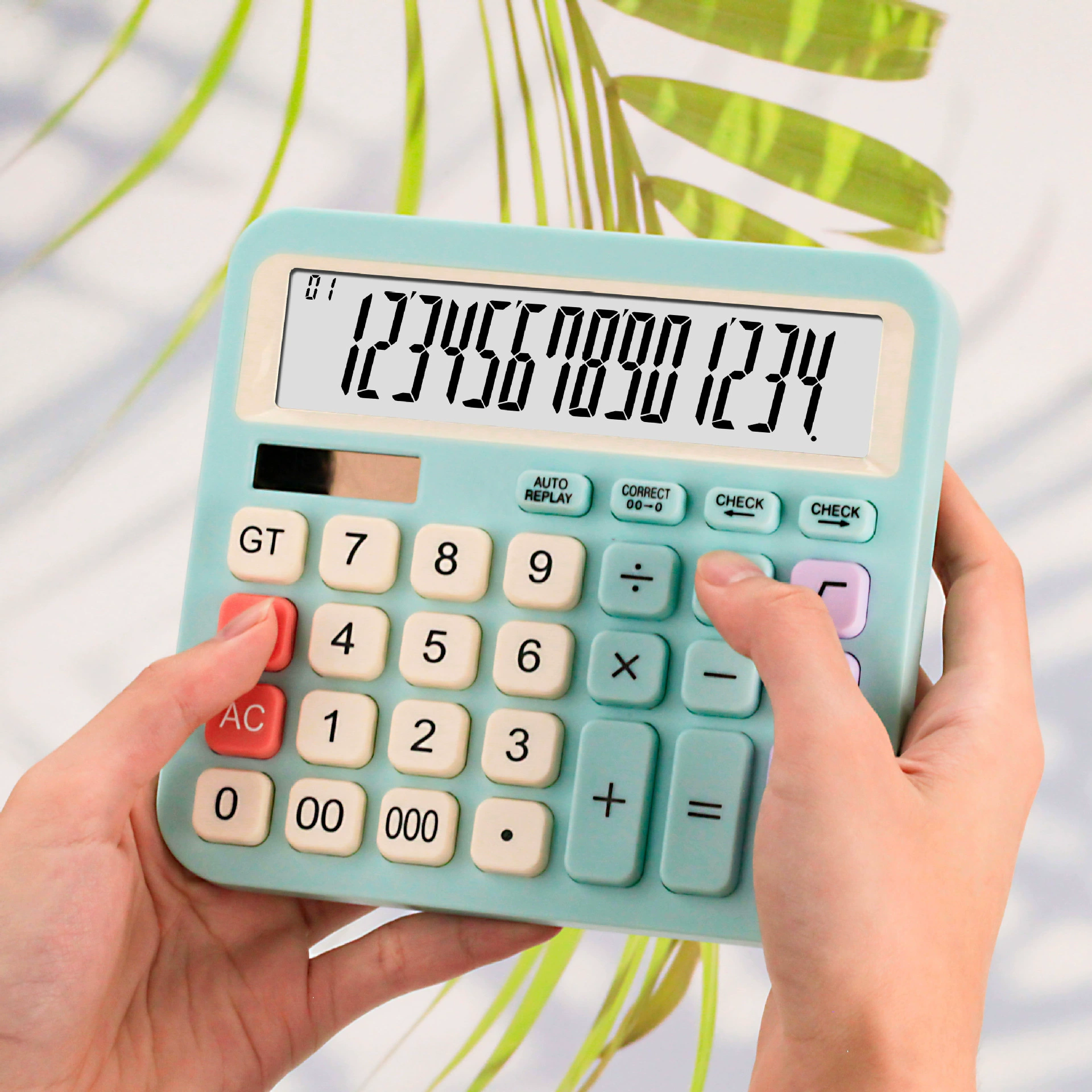 Цветной калькулятор большой рабочий стол офисный солнечный двойной источник питания