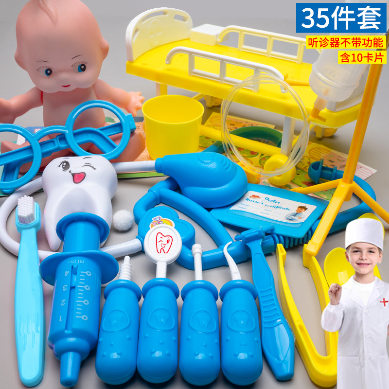 Los niños juegan a las casitas pequeño doctor juego de juguete chica enfermera herramienta inyección caja médica estetoscopio Masculino