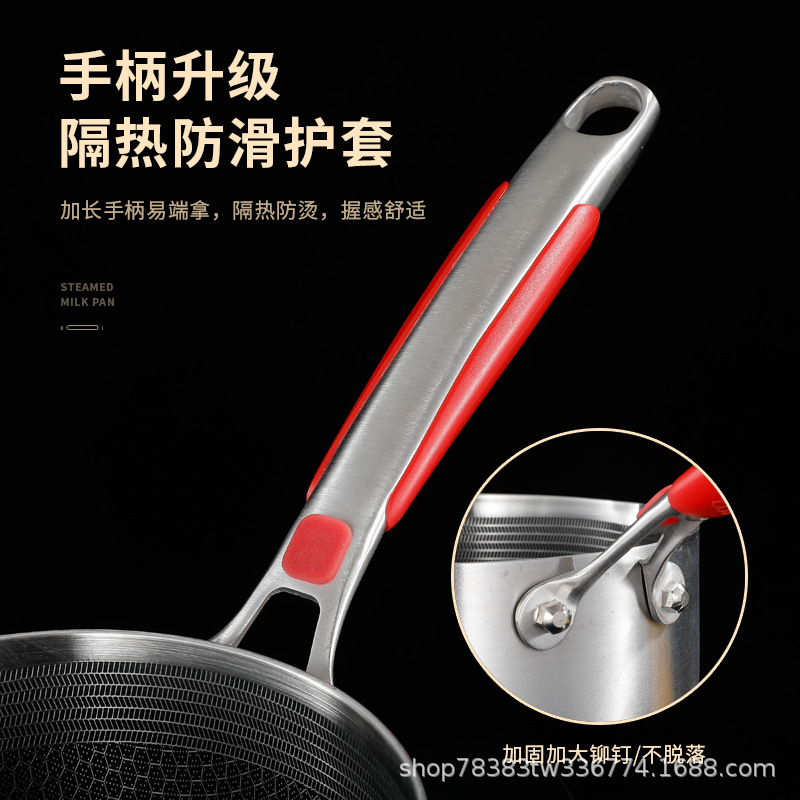 Olla para suplementos de alimentos para bebés, olla para cocinar leche para bebés, olla antiadherente, olla pequeña para sopa para niños sin recubrimiento de acero inoxidable, sartén para nieve, sartén para freír huevos