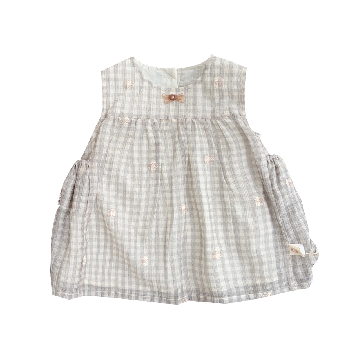 Vestido de niña 2025 verano nuevo estilo para niños estilo occidental a cuadros chaleco ligero falda bebé vestido de princesa sin mangas
