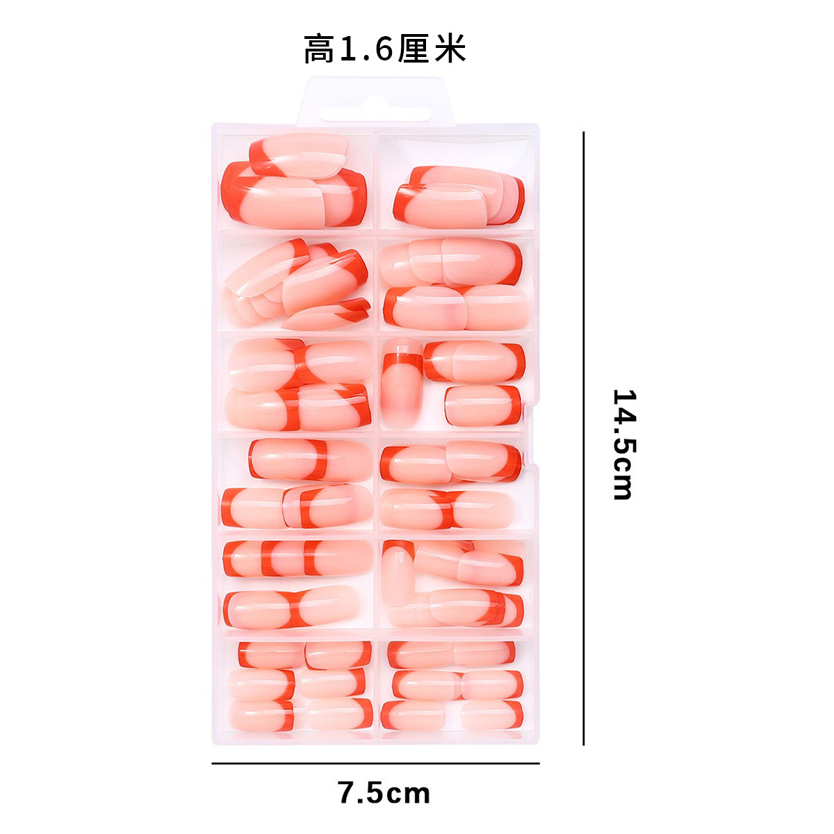 120 piezas en caja de uñas francesas de alta calidad al por mayor cortas transfronterizas de uñas simples desmontables