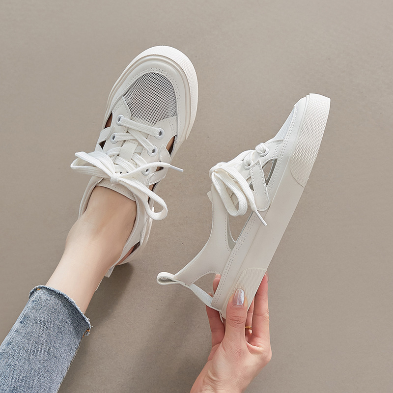 Giày sneaker nữ ZHR cổ thấp dáng thể thao, chất liệu lưới thoáng khí, đế nhẹ, phong cách mùa hè — CS73E màu be