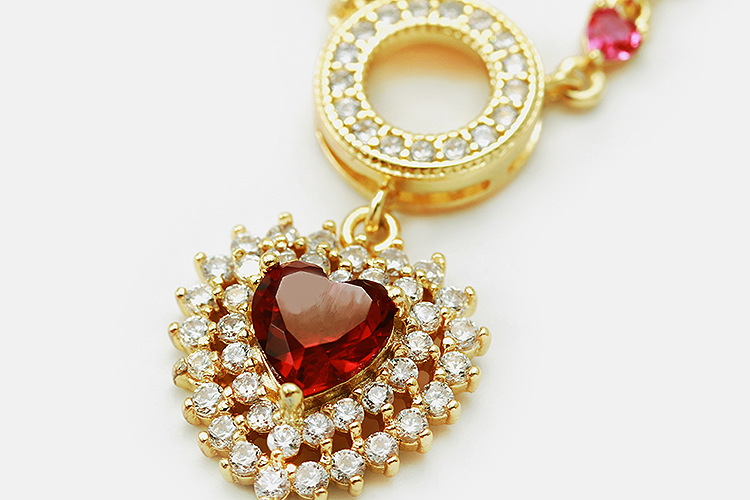 Wholesale Fashion Copper Gold-plated Zircon Red Heart Necklace display picture 3