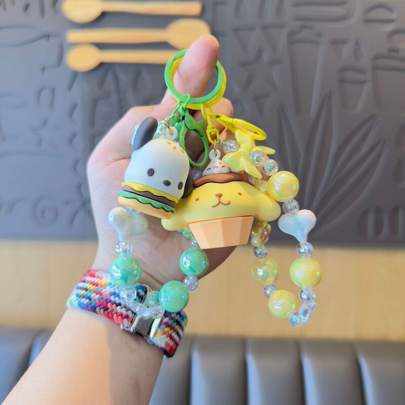 可爱零食三丽鸥花朵珠链挂件HelloKitty情侣书包配饰钥匙扣娃娃机|undefined