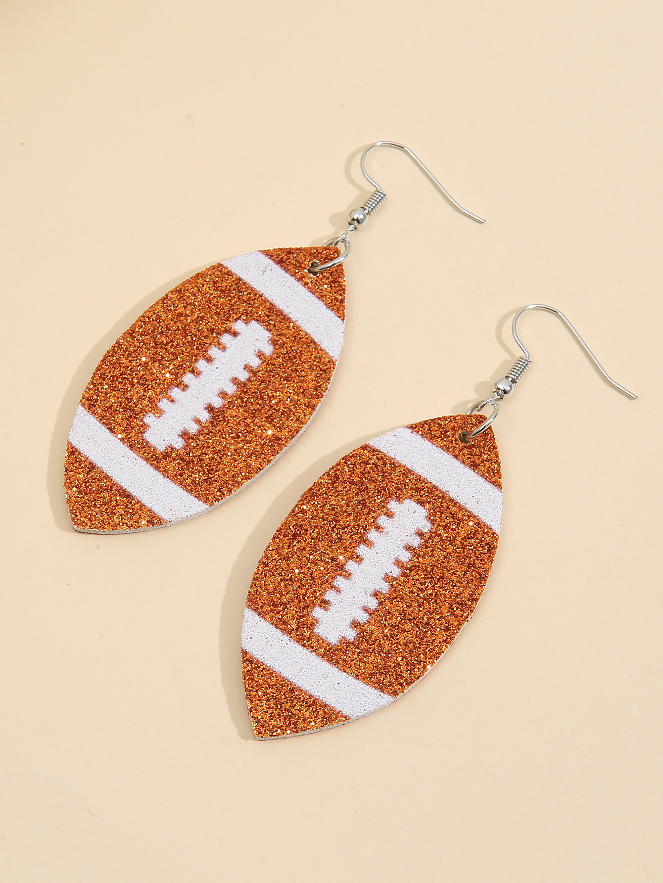 Creative Rugby Sequin Glitter Color Leather Earrings Wholesale Nihaojewelry display picture 12