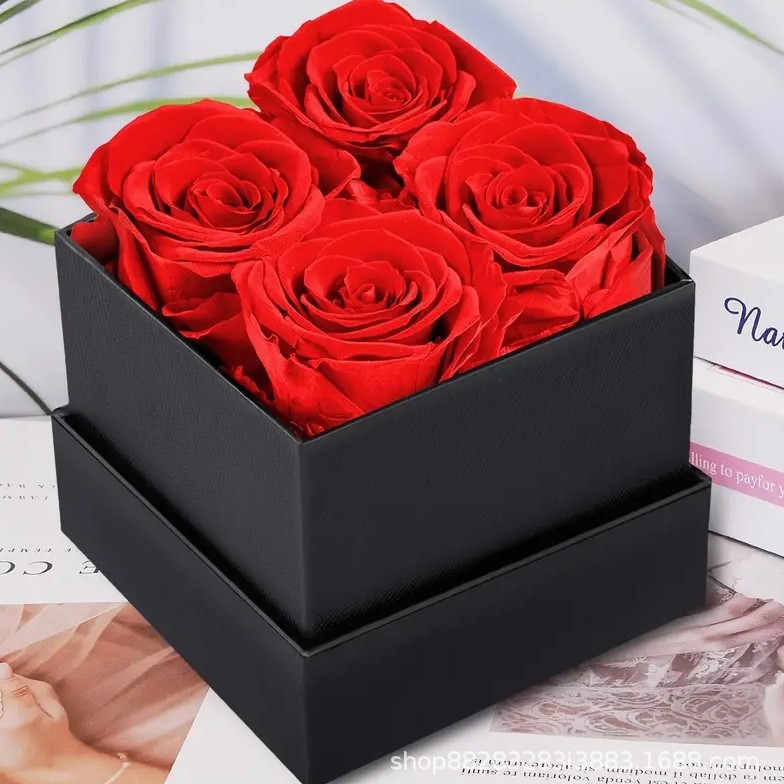 Rosa de la vida eterna cuadrado abrazo barril regalo de mano abrazo barril ramo barril diy día de San Valentín caja de regalo de Navidad
