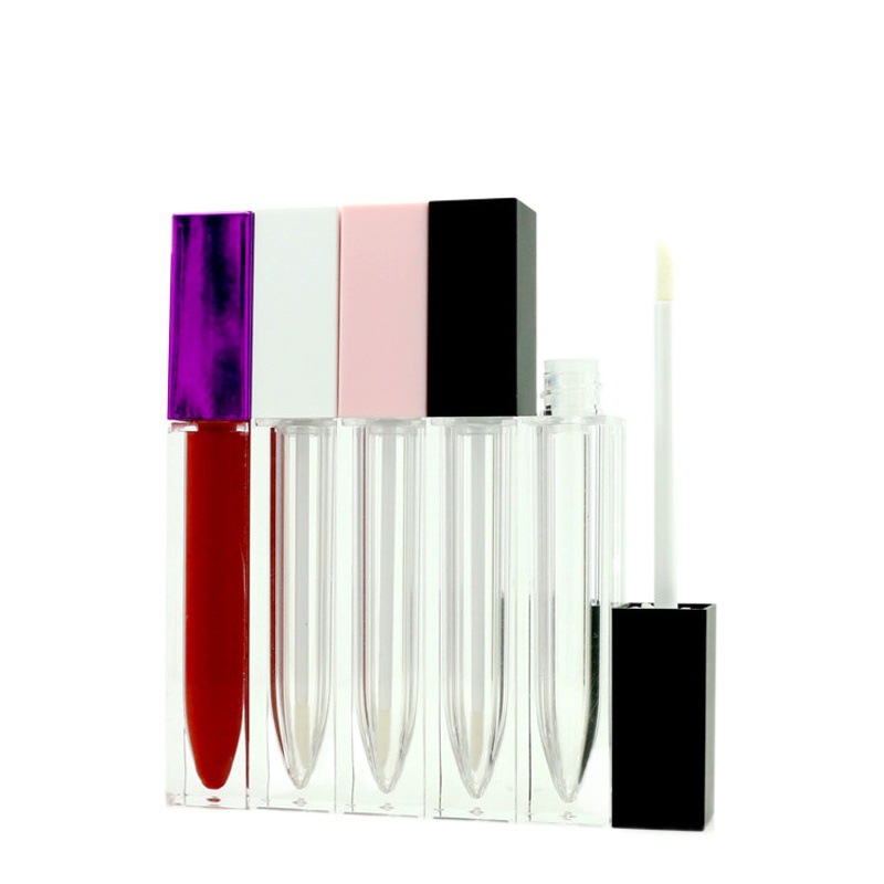 Fábrica en stock al por mayor cuadrado simple blanco 6ML tubo de brillo de labios tubo de lápiz labial tubo de esmalte de labios tubo vacío logotipo imprimible