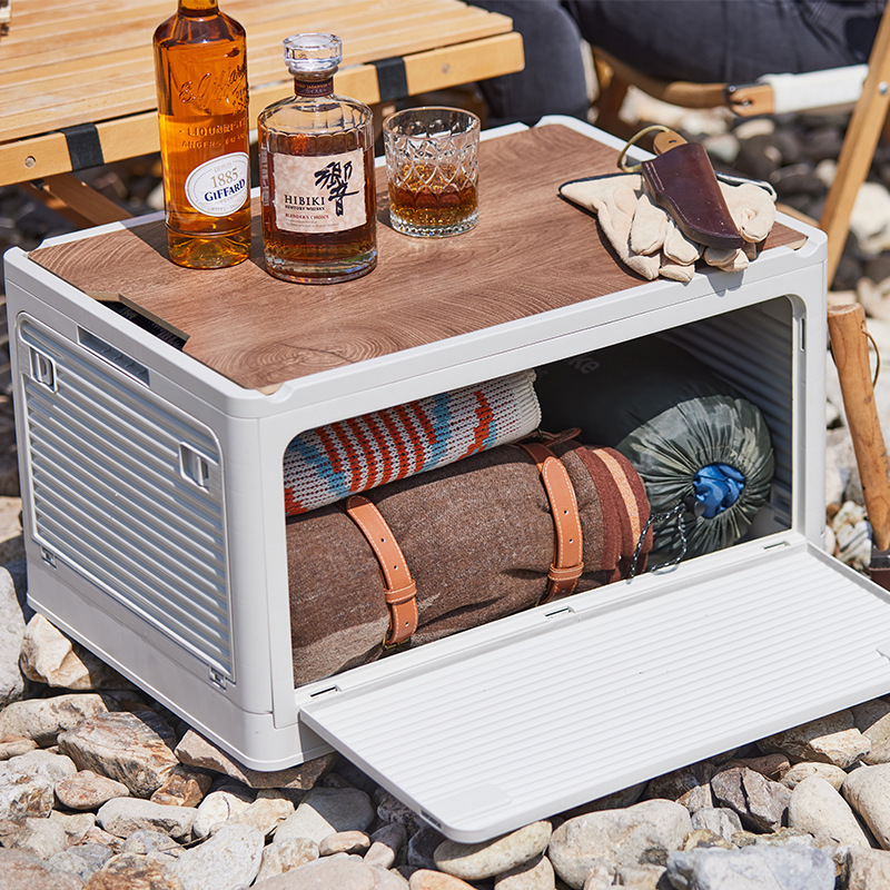 Outdoor camping storage box folding box camping finishing box car trunk storage box wooden lid clothes storage box
