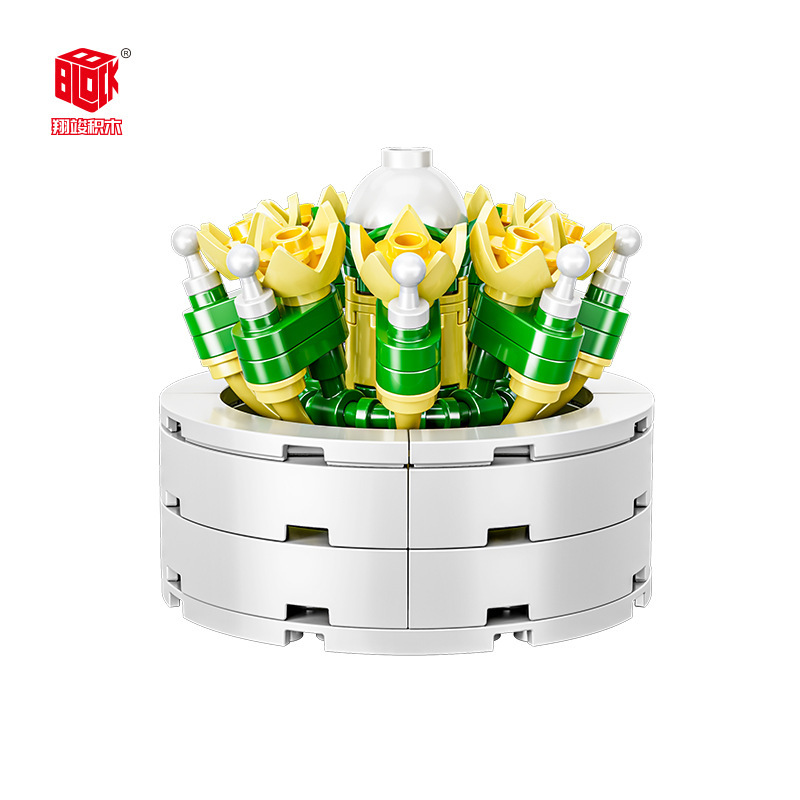 JAKI Jiaqi bloques de construcción suculenta olla montaje decoración interior simulación flor planta juguete lindo regalo la muchacha