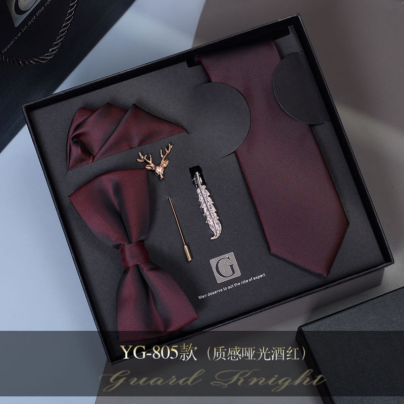 High-End Tie Set Gift Box for Wedding Groom's Formal Wear, European and American Casual Bow Tie, Korean Version, Valentine's Day Gift for Boys