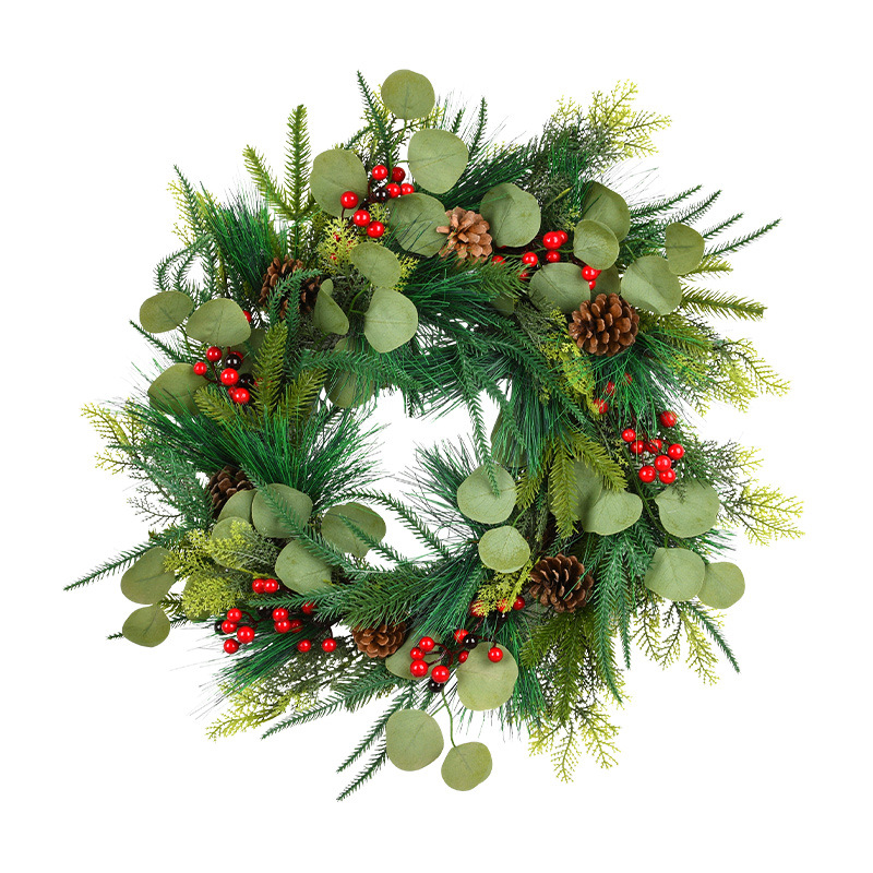 Decoraciones de Navidad guirlandas puertas colgadas pinos golden curry bolas de fruta roja red