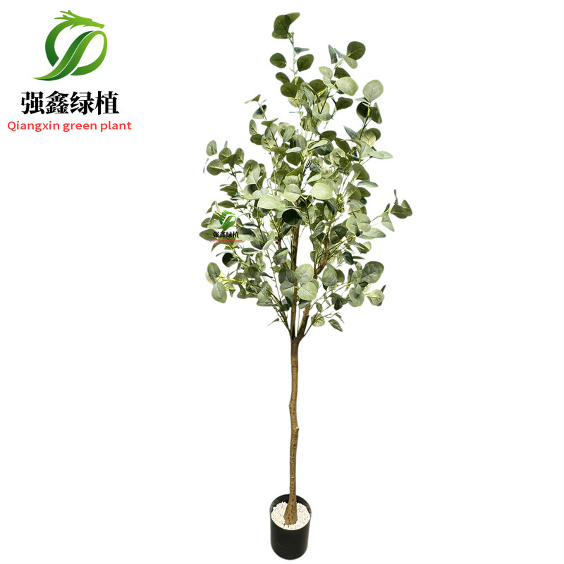 Planta de simulación de interior eucalipto árbol falso bonsai sala de estar decoración del suelo hoja de dinero falsa planta verde adorno en maceta image 9