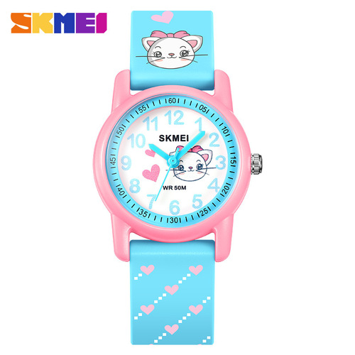 Moment Beauty Children's Fashion Cartoon Playful Watch, Skmei Student Cute Color Print Pattern Waterproof Quartz Watch