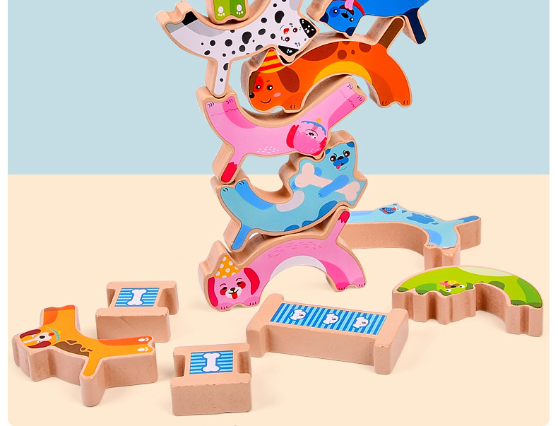 Domino, Dog Stacking, Tall Strongman Stacking, board game, balance building blocks, adult stress-relieving wooden toys detail image 8