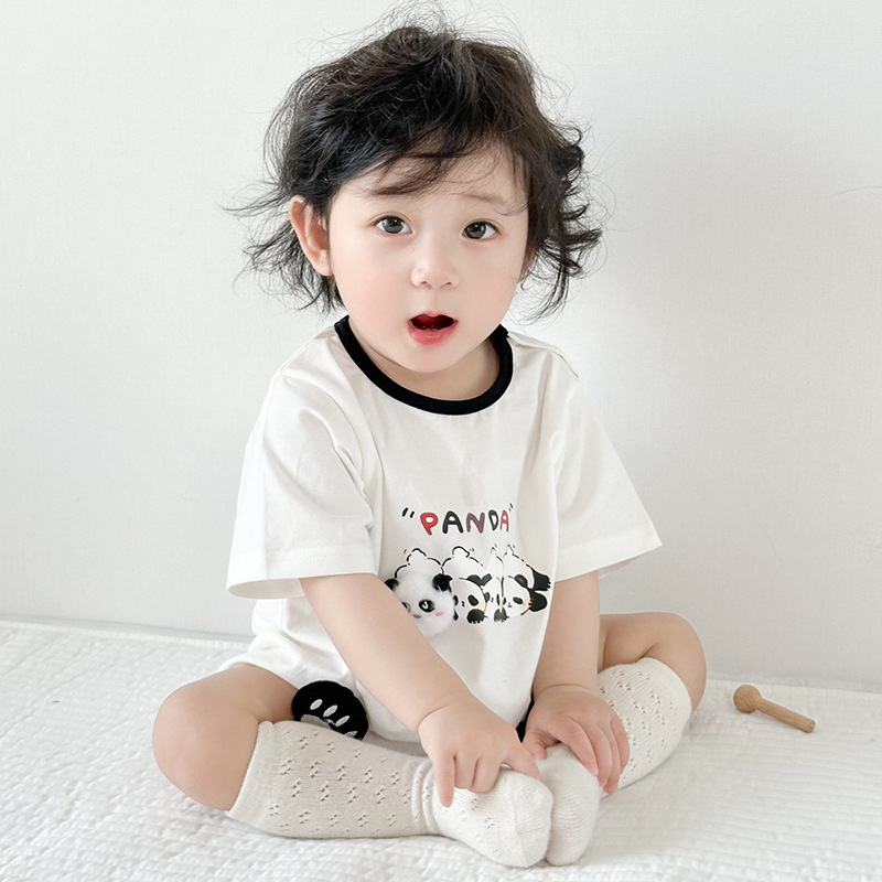 여름 옷 남성  슈퍼 귀여운 귀여운 동물 모양 보름달 백일 밖으로 등반 옷 여름 얇은