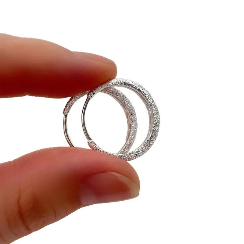 Pendientes Mescal de plata de ley s925 de la serie Galaxy con forma de círculo y arena brillante para mujer, pendientes vintage brillantes y joyería de aros para las orejas.