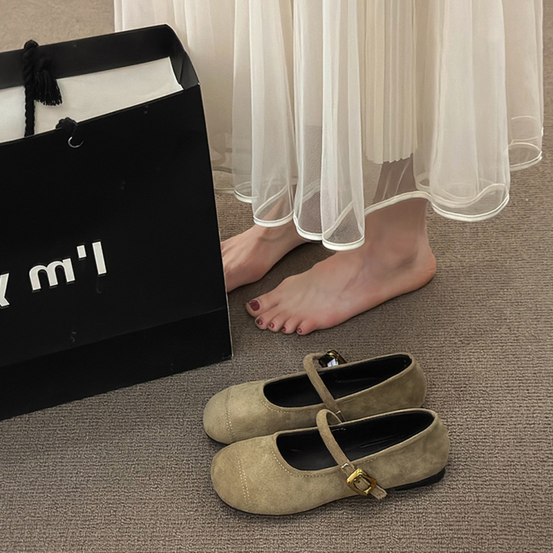 Cabeza redonda francesa con fondo plano, zapatos para mujeres 2025, verano y otoño, nuevos zapatos retro suaves de hadas, granny bean.