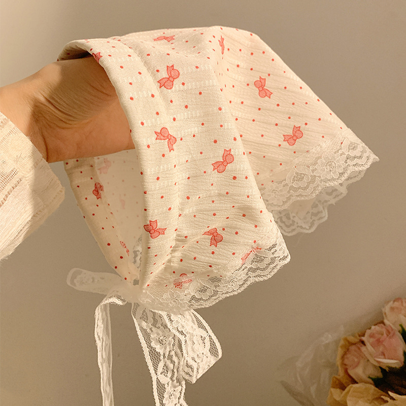 韓国系の新型アンドロメダ風満印レース帯女性のカチューシャが屋外に出て、日焼け止めの三角タオルを作った