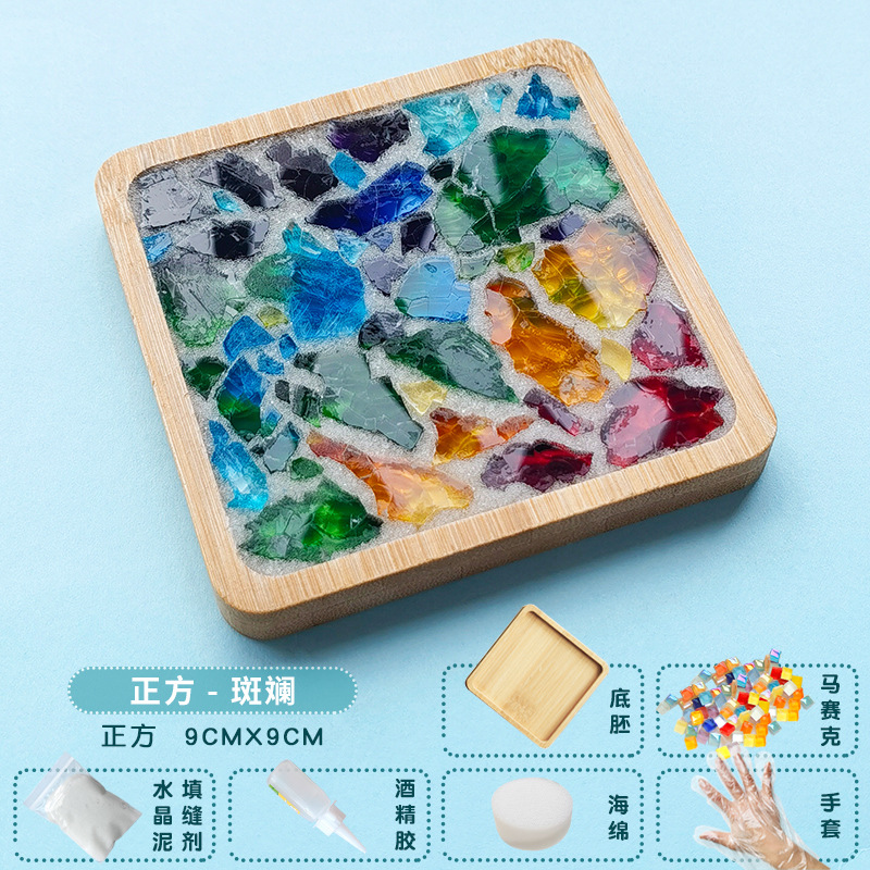 Nuevo producto bricolaje hecho a mano posavasos paquete de material mosaico padre-hijo creativo jardín de infantes pequeño regalo al por mayor juguetes educativos