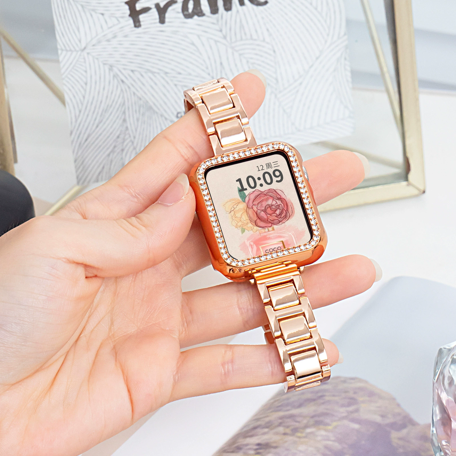 Подходит для Apple Applewatch ремешок Металлический синий шарик бабочка пряжка Простые женские iwatch10 ремешок