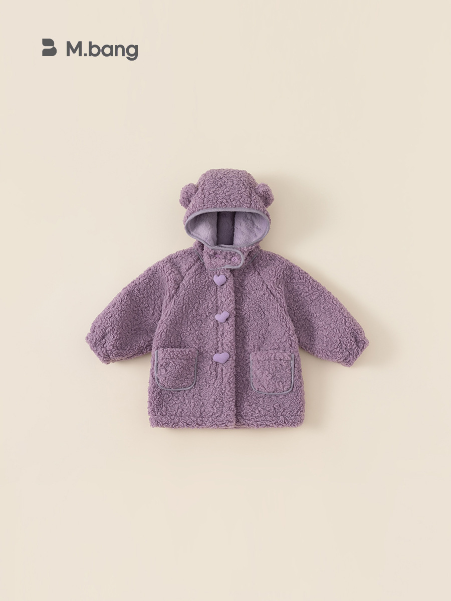 Babycity invierno abrigo para niños estilo coreano ropa para niños niñas abrigo de piel púrpura largo superior DY23174