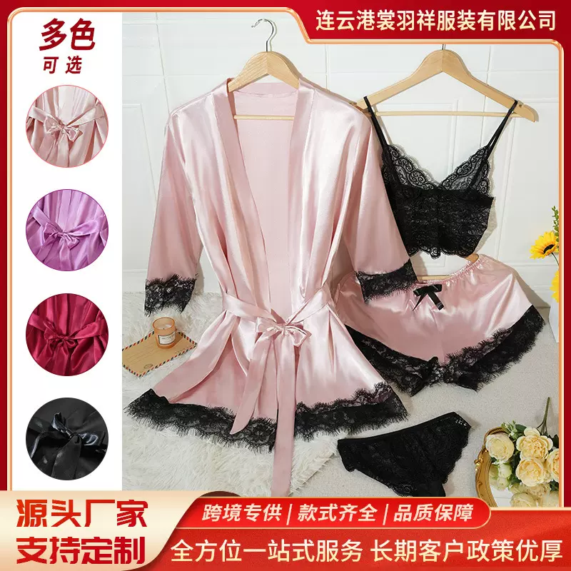 蕾丝拼接家居服套装，柔软舒适女士睡衣标准欧码支持中小卖家透气