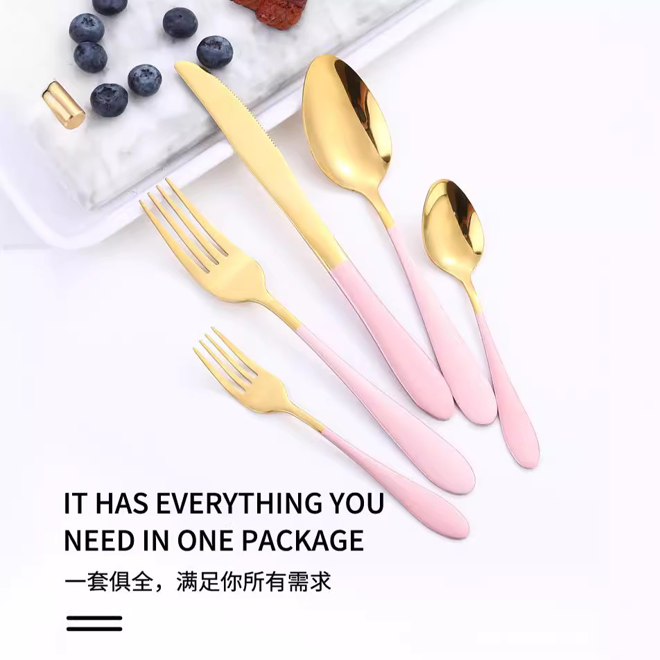 1012 vajilla de acero inoxidable cuatro piezas principales suministros de Hotel Occidental postre café Mezcla cuchara occidental vajilla cuchillo, tenedor y cuchara
