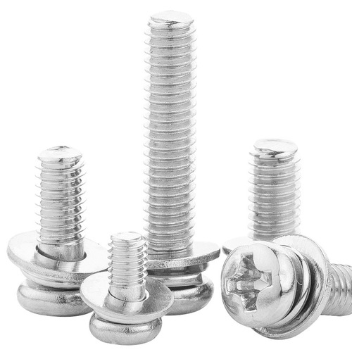 Nickel-plated spherical round head three-combination screw cross-recessed small pan head flat spring washer three-combination screw M3/M4/M5