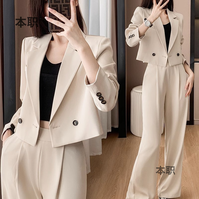 [Short Wide-Leg Pants] Suit Suit for Women in Autum New Classy Internet Celebrity Elegant Casual Professional Suit Jacket