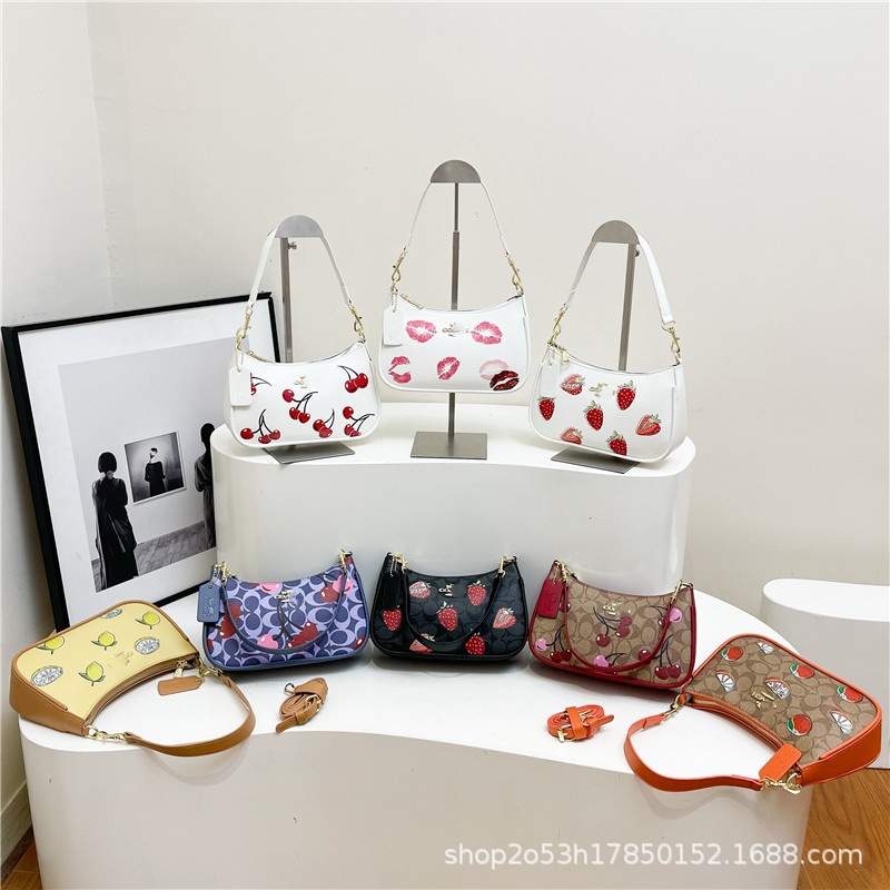 Cruce fronterizo Europa y los Estados Unidos comercio exterior 2025 nuevo Koujia brazalete de mano impresión de cereza dulce bolsa de hombro media luna