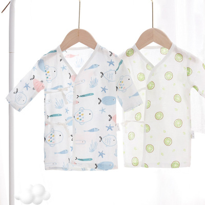 baby robe summer Thin section baby Nightdress Newborn Long sleeve Gauze Conjoined pajamas Monk clothes Bathrobe On behalf of