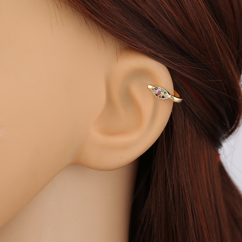 Fashion Eye Copper Micro-inlaid Color Zircon Ear Clip display picture 12