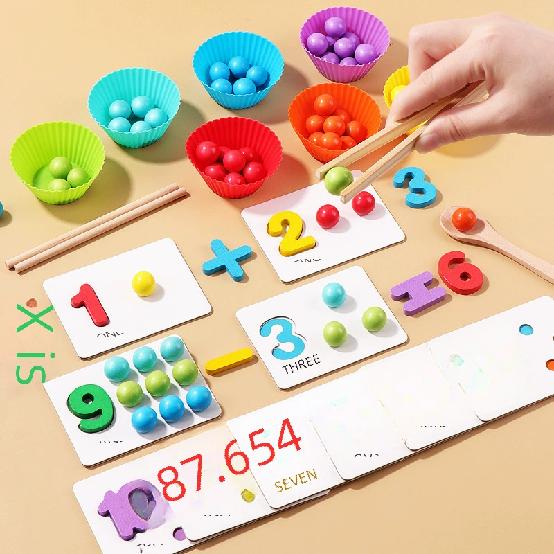 Детские цифровые обучающие пособия по развитию когнитивных навыков Montessori для обучения математике, интеллектуальные бусины, игрушка, тренировка, мелкая моторика
