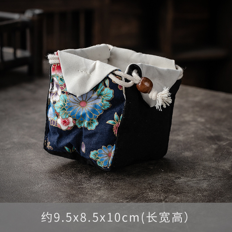 Bolsa de almacenamiento de taza única maestra bolsa de taza maestra taza de té portátil taza de construcción bolsa de tela con cordón de algodón y lino bolsa de tela juego de té