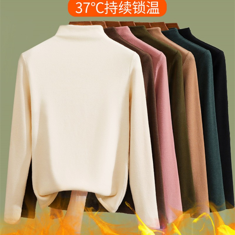 Niñas 2023 nueva camisa de fondo Otoño e Invierno ropa de terciopelo para niños bebé de manga larga Camiseta de cuello alto estilo occidental Top cálido
