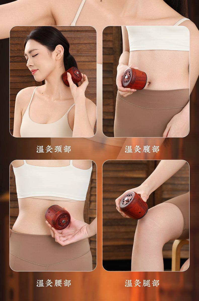 Facial Moxa Stone Moxibustion Jar Peach Blossom Facial Warming Tool Home Spa Beauty Kit with Moxa Sticks in use