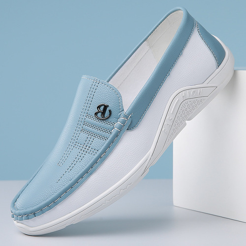Spring Leisure Men's Leather Dabao Shoes Lazy One-Piece Driving Shoes Soft Face Youth Slip-On