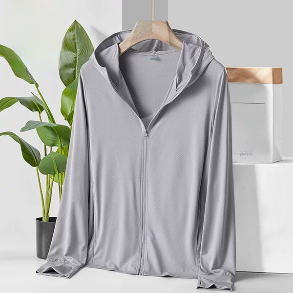 U Family's Same Style Couple's Skin Clothing, Men's and Women's Sun Protection Clothing, Anti-Uv Ice Silk Mesh Sun Protection Clothing, Printable Logo