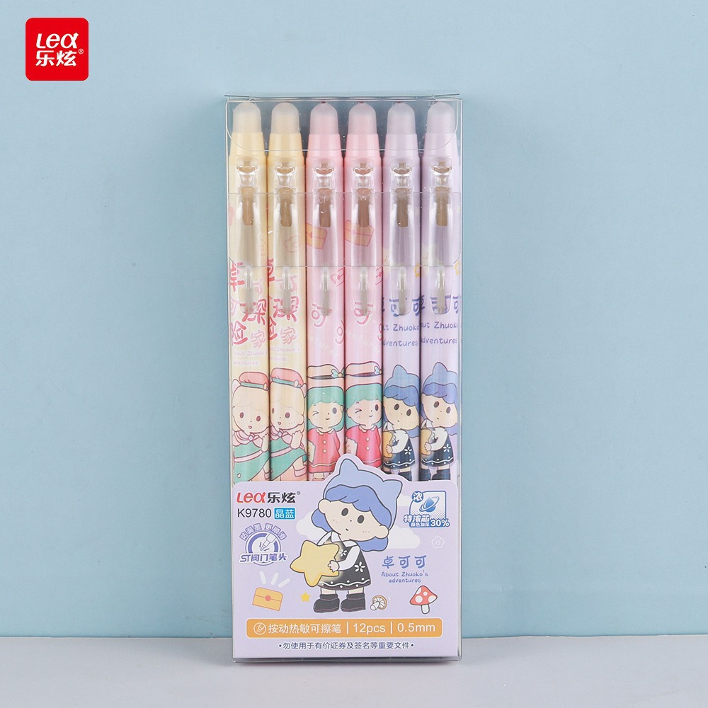 Bolígrafo borrable azul de oso de pan de dibujos animados