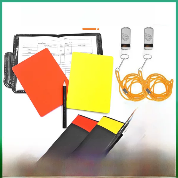 Football red and yellow card referee props red card yellow card with blank non-printed leather case competition referee record penalty