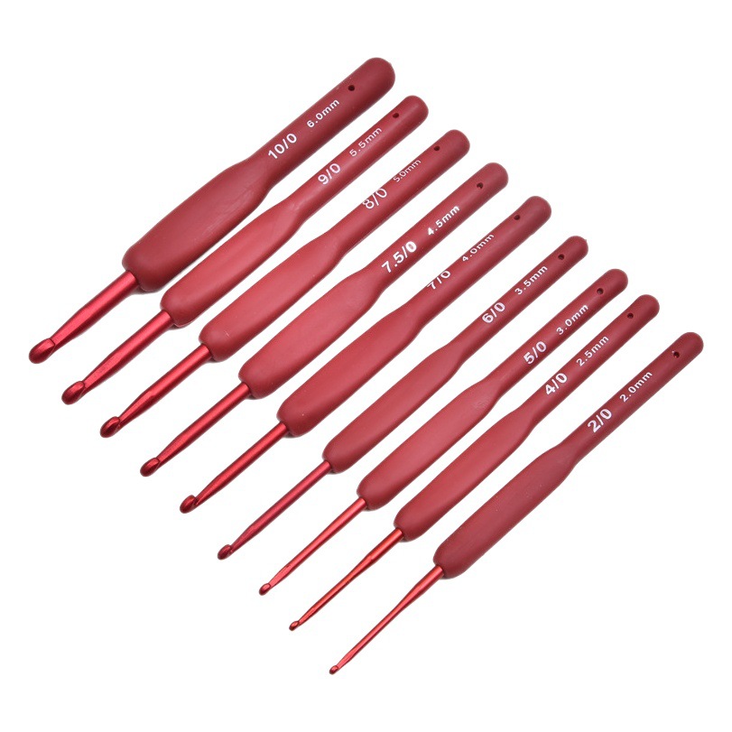 Red crochet DIY herramienta de tejer a mano de lana de ganchillo aguja bolsa de ganchillo de silicona antideslizante al por mayor