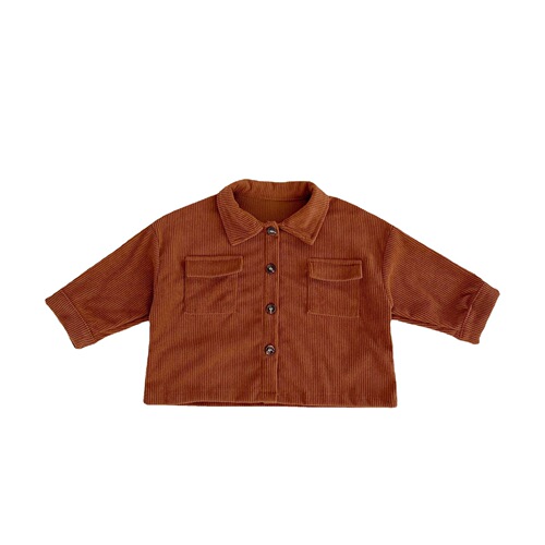 Spring and Autumn Infant Children's Male and Female Lapel Cardigan Jacket + Pants Corduroy Two-piece Set