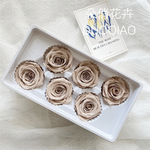 High-quality B-grade eternal rose 5-6cm full box, preserved flowers DIY material kit, car hanging floral materials glass cover bouquet